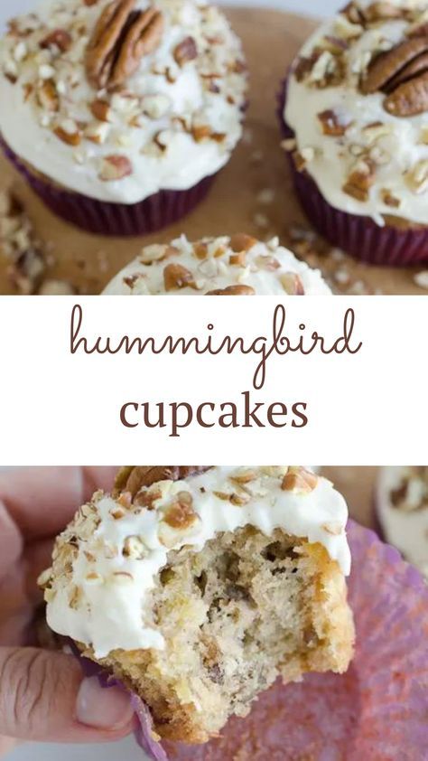 Moist Hummingbird Cake Recipe, Hummingbird Cake Muffins, Humming Bird Cupcake Recipe, Hummingbird Cupcakes Southern Living, Mini Hummingbird Cake, Southern Hummingbird Cake, Southern Living Hummingbird Cake Recipe, Hummingbird Cake Cupcakes, Hummingbird Cupcakes Recipe