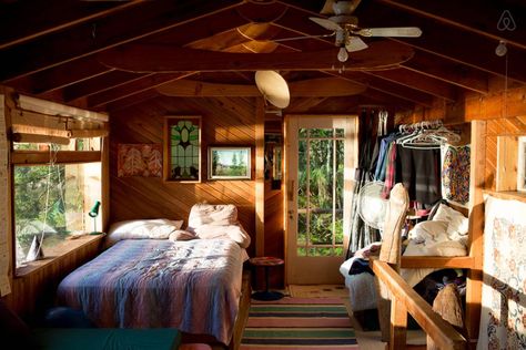 This bedroom looks like a treehouse! #cabin #BC #retreat #GulfIslands Surrounded By People, Cabin Bedroom, Cabin Cottage, Cabin Interiors, Cottage Life, House Room, Cabin Homes, Sunset Views, Dec 8