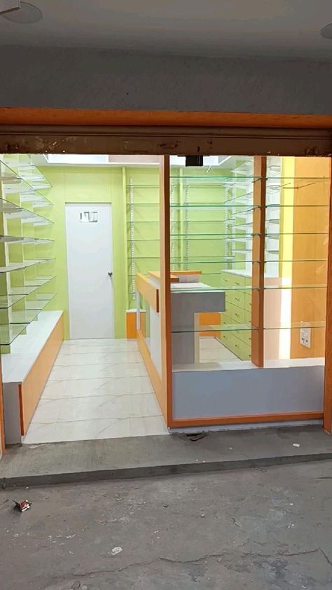 Interior Shop Display, Store Counter Design, Retail Store Layout, Mobile Shop Design, Shop Counter Design, Pharmacy Decor, Store Shelves Design, Medical Office Design, Grocery Store Design