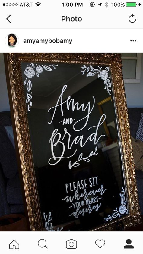 Wedding mirror hand lettering Wedding Mirror Sign, Mirror Writing, Mirror Wedding Signs, Mirror Shots, Mirror Wedding, Sign Fonts, Wedding Mirror, Calligraphy Signs, Ceremony Sign