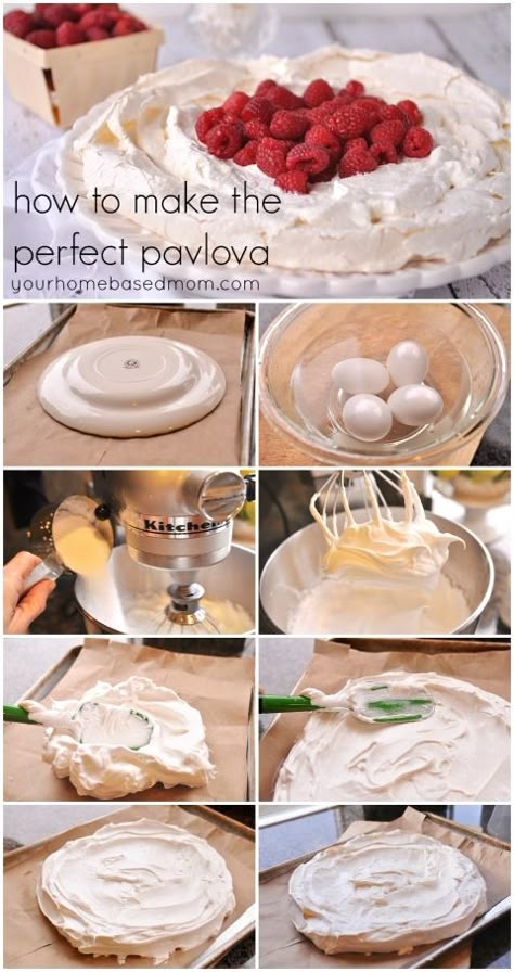 How to make the Perfect Pavlova♡♡♡♡♡ Australian Pavlova, Pavlova Toppings, Raspberry Pavlova, Pavlova Dessert, Meringue Pavlova, Meringue Desserts, Pavlova Recipe, Red Raspberry, Eat Dessert