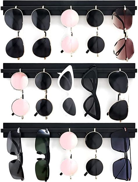 Amazon.com: Mkono Wall Mounted Sunglasses Storage Organizer Wood Modern Simple Eyeglasses Display Holder Eyewear Glasses Hanging Rack for Entryway Living Room Bedroom, 3 Pack, White : Home & Kitchen Sunglasses Storage Organizers, Eyeglasses Display, Eyewear Inspiration, Eyewear Display, Sunglasses Organizer, Sunglasses Display, Sunglasses Storage, Jewelry Wall, Eyewear Glasses