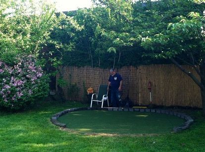 DIY Backyard Golf Green | My Dad's Gift to Himself for Father's Day Chipping Green Backyard, Playground Sand, Backyard Golf, Me When He, Green Backyard, Patio Privacy Screen, Handy Man, Golf Green, Green Diy