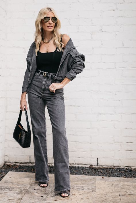 Grey Denim Shirt Outfit Women, Gray Denim Jacket Outfit, Grey Jeans Outfit Women, Gray Denim Jeans Outfit, Grey Denim Jacket Outfit, Grey Denim Jeans Outfit, Grey Denim Outfit, Gray Jeans Outfit, Denim Shirt Outfit Women