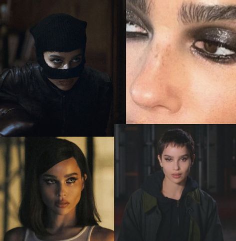 zoe kravitz’s makeup looks for The Batman Selina Kyle Zoe Kravitz Makeup, Zoe Kravitz Batman Makeup, Catwoman Selina Kyle Zoe Kravitz, Cat Woman Zoe Kravitz Outfits, Cat Woman Hair Hairstyles, Zoe Kravitz Batman Outfits, Zoe Kravitz Catwoman Nails, Cat Woman Makeup Look, Cat Woman Costume Makeup