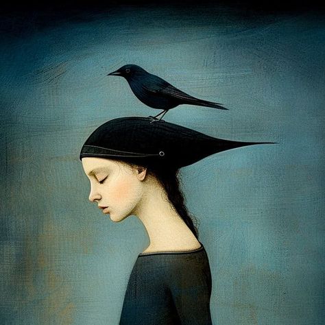 Inge Schuster Art, Inge Schuster, Surrealism Art, Crows Ravens, Contemporary Portrait, My Imagination, Lightroom Editing, Wonderful Picture, February 13