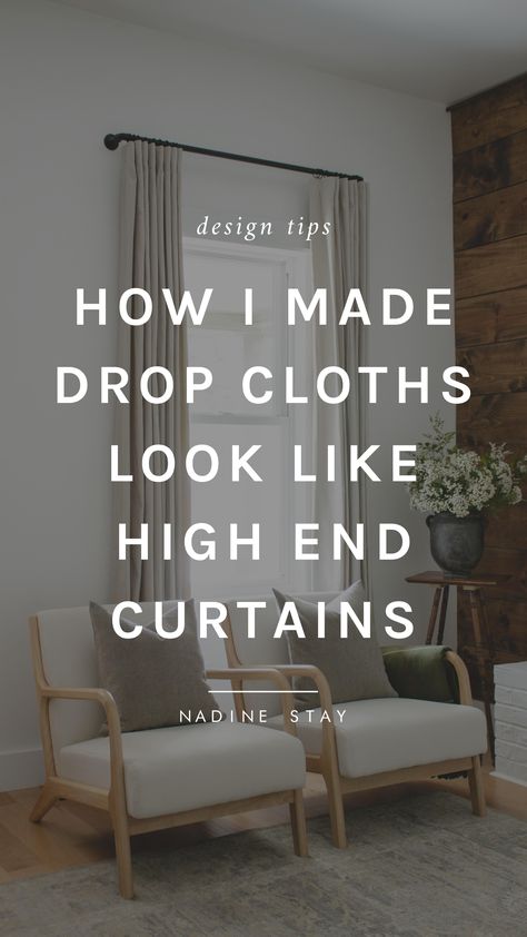 How To Sew Curtains, Lengthen Curtains, Woman Bedroom Ideas, Living Room Curtain Ideas, Grown Woman Bedroom Ideas, Room Curtain Ideas, Curtain Sewing, Nadine Stay, Drop Cloth Projects