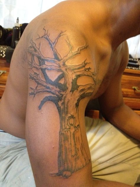 baobab tree by https://techni9e.deviantart.com on @DeviantArt Baobab Tree Tattoo, Tattoos That Mean Something, Baobab Tree, Tree Tattoo, The Client, A Tattoo, Shoulder Tattoo, Back Tattoo, Good Job