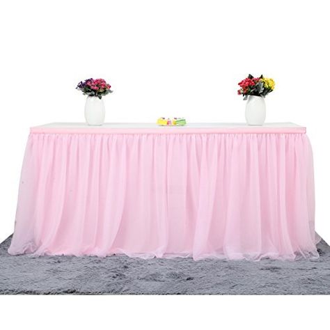 Amazon.com: Suppromo 9 ft Pink Tulle Table Skirt for Rectangle or Round Tables Tutu Table Cloth for Party,Wedding,Birthday Party&Home Decoration,Table Skirting (L9(ft) H 30in, Pink): Gateway Pink Tulle Table Skirt, Tulle Tablecloth, Banquet Table Decorations, Purple Tablecloth, Tutu Table Skirt, Tutu Table, Tulle Table Skirt, Tulle Table, Pink Tablecloth