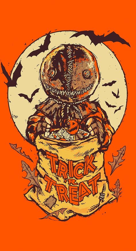 Horror Phone Wallpaper, Sam Trick Or Treat, Trick Or Treat Movie, Helloween Wallpaper, Sam Trick R Treat, Creepy Backgrounds, Halloween Wallpaper Iphone Backgrounds, Flying Bats, Halloween Wallpaper Cute