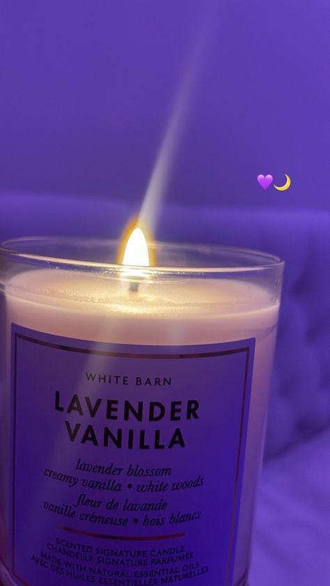 scented candle, lavender, vanilla, cozy, night, aesthetic Lavender Scented Candles Aesthetic, Lavender Scent Aesthetic, Lavender Perfume Aesthetic, Lavender Candle Aesthetic, Vanilla Candle Aesthetic, Lavender Haze Aesthetic, Bath And Body Works Lavender, Lavender Vanilla Candle, Vanilla Vibes