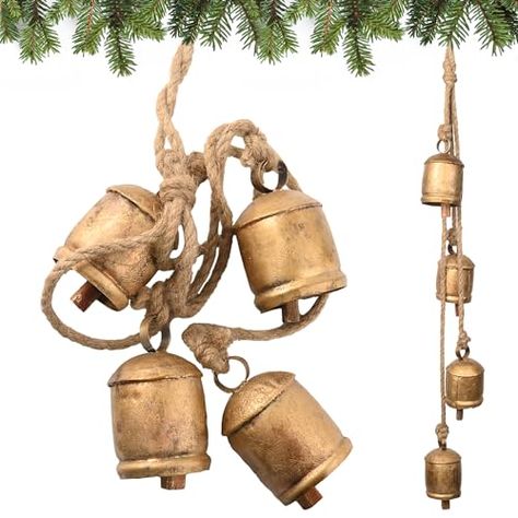 Tahoe House, Birth Of Christ, Farmhouse Style Christmas, The Birth Of Christ, Bell Decorations, Home Wish List, Cow Bell, Rustic Christmas Tree, Holiday Pictures