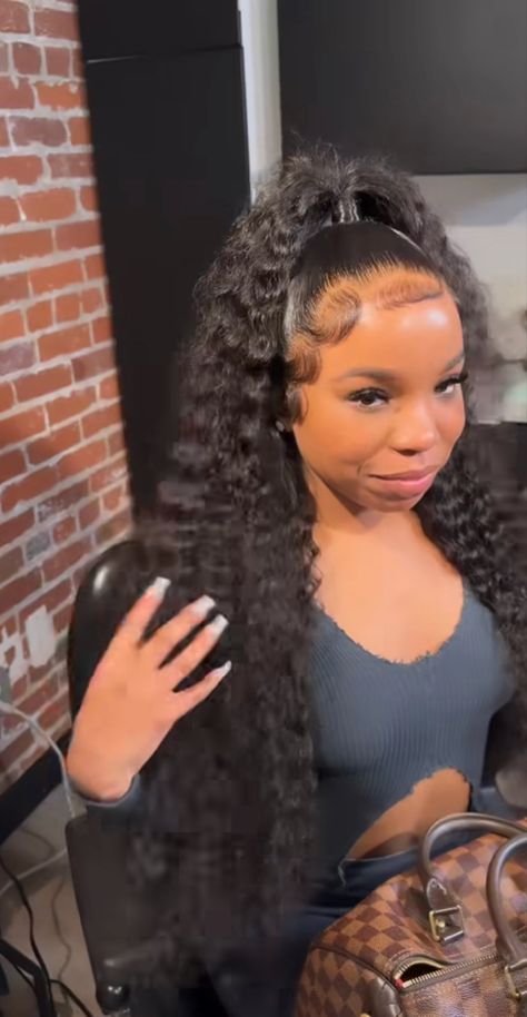 Deep Wave Quick Weave, Curly Braided Hairstyles, Deep Wave Wig, Slicked Back Ponytail, Hair Projects, Lil Girl Hairstyles, Frontal Wig Hairstyles, Quick Weave Hairstyles, Hair Twist Styles