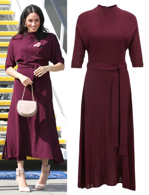 BACK IN STOCK! Hugo Boss Dark Pink 'Eodora' Dress Dark Pink Dress Outfit, Dark Pink Outfit, Royalty Style, Meghan Markle Dress, Meghan Markle Wedding Dress, Meghan Markle Outfits, Hugo Boss Dress, Boss Dress, Meghan Markle Style