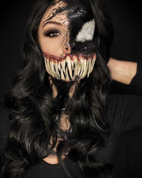 Venom Halloween Makeup, Venom Face Paint, Aaliyah Costume, Venom Makeup, Venom Halloween Costume, Venom Costume, Venom Face, We Are Venom, Holloween Costumes