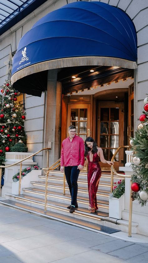 Holiday Season Outfits, Red Sequin Jumpsuit, The Ritz London, Christmas In London, New Years Eve Outfit, Season Outfits, Holiday Party Fashion, London Red, Made In Chelsea