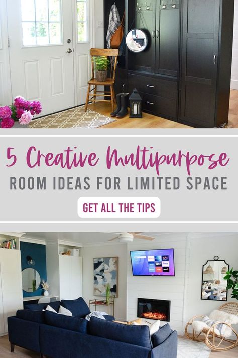 If you have limited space, making one room work for a variety of uses just makes sense. Here are my five creative ideas for multipurpose rooms that will help you use all the space you have effectively! Multi Function Room Ideas Small Spaces, Dual Purpose Rooms, Multipurpose Living Room Ideas, Multi Use Room Ideas, Multi Function Room Ideas, Extra Room Ideas Creative, Multipurpose Room Ideas, Multi Functional Room, Small Multipurpose Room