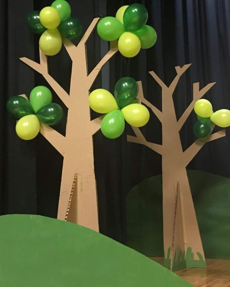 Cardboard Trees, Cardboard Tree, Play Props, Bible Crafts For Kids, Diy Tree, Vacation Bible School, Stage Decorations, School Decorations, Working Together