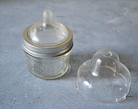 Mason Jar Baby Bottle on Counter Diy Baby Boy Bibs, Baby Bottle Diy, Baby Boy Stuff, Diy Mason Jars, Bottles Diy, Diy Hanging Shelves, Diy Mason Jar, Baby Boy Bibs, Boy Bib