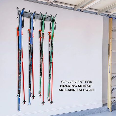 Arlmont & Co. Watchet Steel Wall Mounted Multi-Use Ski/Snowboard Rack & Reviews - Wayfair Canada Ski Holder, Snowboard Racks, Ski Set, Xc Ski, Ski Rack, Clean Garage, Ski Storage, Garage Walls, Wall Racks