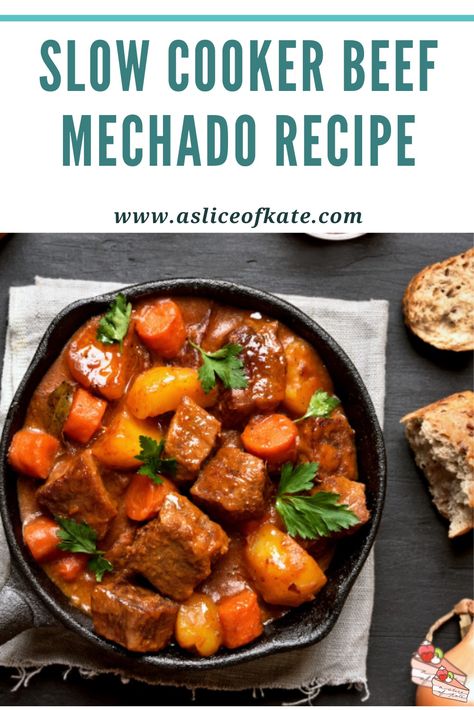 Beef Mechado Filipino Slow Cooker, Beef Soup Filipino Recipe, Filipino Beef Machado, Filipino Stew Recipes, Mechado Recipe Beef, Filipino Crockpot Recipes, Mechado Recipe Filipino Food, Filipino Comfort Food, Beef Mechado Filipino