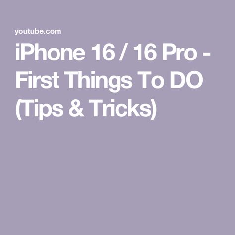 iPhone 16 / 16 Pro - First Things To DO (Tips & Tricks) Iphone 16 Pro Camera Tips, Iphone 16 Tips, Iphone Tips, Iphone Hacks, Camera Hacks, Pro Camera, Iphone 16 Pro, Tips Tricks, Apple Products