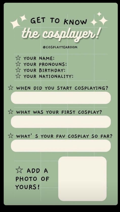 Show Ur Story Body Template, Cosplay Boundaries Template, My Boundaries Template, Boundaries Template, Character Bio Template, Insta Story Template Questions, Cosplay Templates, Insta Template, Story Games