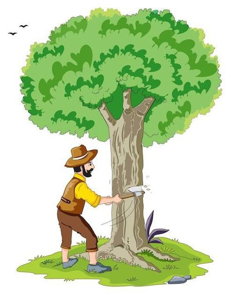 Deforestation Drawing, Cut Down Tree, Tree Cartoon Images, Cut Down Trees, Animal Illustration Kids, Tree Diagram, Friendship Images, Tree People, Picture Tree