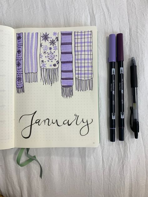 January Bujo, Journal Year, Diy Bullet Journal, Journal D'inspiration, December Snow, Holiday Journal, December Bullet Journal, Bullet Journal Month, Diary Design