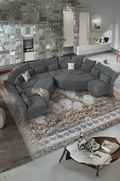 10-Seater U Shaped Sectional Couch with Big Corner Ottoman, High Back Modular Couches with Storage Chaise for Living Room Big Corner Sofa Living Room, Big Couches Living Room, Couches With Storage, Giant Couch, Big Corner Sofa, U Couch, Modular Couches, Corner Ottoman, Big Couch