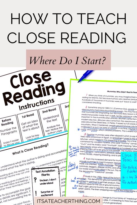 Reading comprehension is one of the most important reading skills for students to build on and improve. Close reading is a valuable reading strategy that can help kids build comprehension, especially students who are entering 5th, 6th, & 7th grades or middle school. Learn some of the best reasons to specifically teach close reading strategies & a few easy tricks that will help kids learn to value this essential skill. I'm also sharing one of my favorite close reading activities ever! Tabbing System, Book Tabbing, Skills For Students, Middle School Reading Comprehension, Analyzing Text, Teaching Reading Skills, Teaching Board, Close Reading Strategies, Improve Reading Comprehension