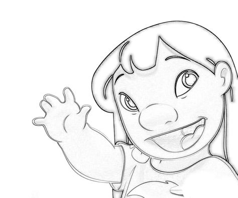 Lilo Drawing Easy, Lilo Sketch, Disney Characters Lilo, Portrait Coloring Pages, Disney Canvas Paintings, Stitch Drawings, Disney Character Drawings, Disney Drawings Sketches, Lilo And Stitch Drawings