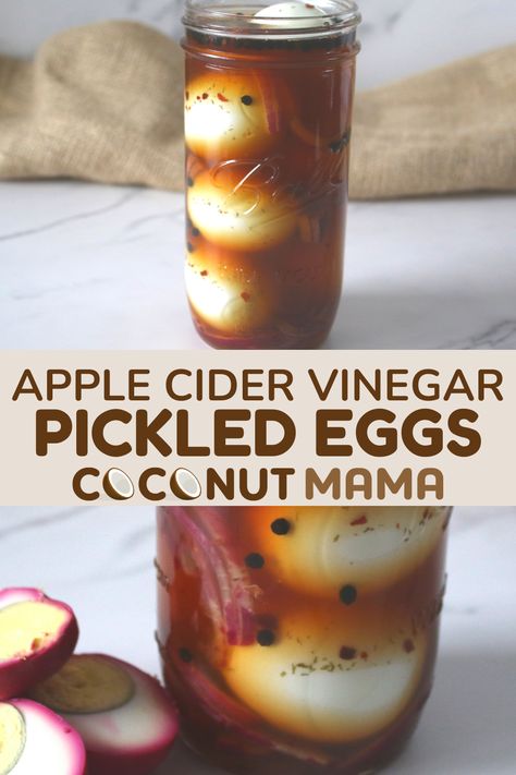 Easy and delicious apple cider vinegar pickled eggs are so tasty and make for a wonderful protein rich snack. Customize this recipe by adding a variety of spices or add beets to make beet-pickled eggs! Pickled Eggs With Apple Cider Vinegar, Best Pickled Eggs Recipes, Bar Pickled Eggs Recipe, Old Fashioned Pickled Eggs Recipe, Pickle Eggs, Best Pickled Eggs, Apple Cidar Vinegar, Pickled Quail Eggs, Peeling Boiled Eggs