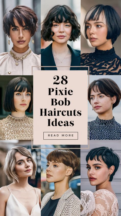 Bixie 90s Haircut 2024, Short Short Bob Hairstyles, Short Hair Styles For Long Face Shape, "bixie" Haircut For Thick Hair, Women S Haircut Short, Short Hair Styling Tutorials, Pixy Bob, Short Womens Hair, Womens Pixie Haircut