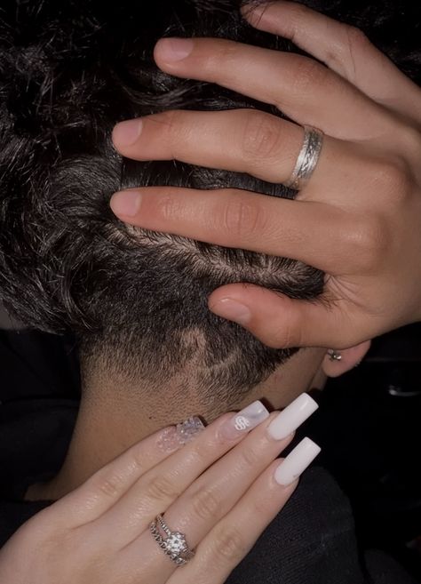 Haircut With Initials Men, Nails W His Initial, Initial A Acrylic Nails, Nails With Hidden Initials Acrylic, Acrylic Nail Designs Boyfriend Initial, Initial In Haircut Men, M Initial Haircut, K Initial Haircut, Nails With Y Initial