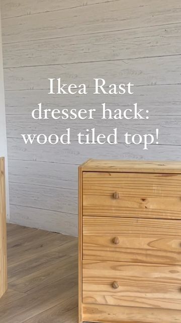 Andy | Furniture Re~Design on Instagram: "Ikea Rast Dresser Hack Series: meet The Senior! To create a single level top after I had joined two Rasts together, I used some pine trim to creat a wood tiled top. This was so satisfying and so much fun to create - line building my own puzzle. This piece also got a modern-style base to raise her up another NINE INCHES, and a cool faux inlay paint effect on the two top drawers. Definitely check this series over on YouTube - you won’t want to miss it!! Ikea Pine Dresser, Rast Dresser Hack, Ikea Rast Makeover, Rast Dresser, Ikea Rast Dresser, Top Of Dresser, Dresser Hack, Ikea Rast Hack, Pine Trim