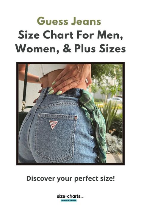 In this blog post, learn how to convert Guess jeans sizes for the international market. | Guess Women Jeans Outfit | Guess Men Jeans Outfit | Guess Size Chart | Read full blog at www.size-charts.com Guess Jeans Outfit, Men Jeans Outfit, Size Chart For Men, Jeans Outfit Men, Guess Women, Jeans Outfit Women, International Market, Size Matters, Guess Men