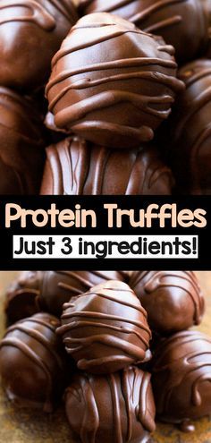 3 Ingredient Chocolate Protein Truffles Chocolate Protein Balls, Protein Truffles, Healthy Snack Recipe, Easy Healthy Snack, Chocolate Covered Katie, Vegan Peanut Butter Cookies, Protein Balls Recipes, High Protein Desserts, Healthy Protein Snacks