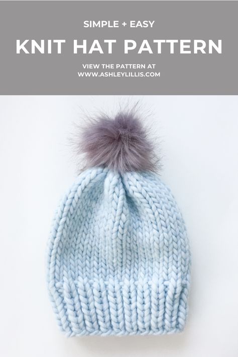 Wool Hat Knit Pattern, Chunky Hat Pattern Knitting, Knit Touque Pattern Free, Chunky Knit Baby Hat Pattern, Easy Free Knitting Patterns Simple, Knitted Chunky Hat Free Pattern, Chunky Knit Baby Hat, Simple Hat Knitting Pattern, Free Knitting Pattern Hat