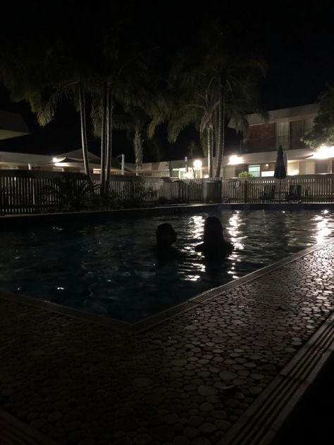 Dark Swimming Aesthetic, Swimming Pool Party Aesthetic, Nighttime Party Aesthetic, Hotel At Night Aesthetic, Nighttime Pool Aesthetic, Sneaking Out At Night Aesthetic, Night Swimming Pictures Pool, Sneaking Around Aesthetic, Swimming Pool Aesthetic Dark