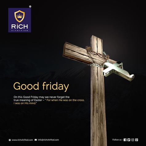 On this Good Friday may we never forget the true meaning of ester- "For when he was in the cross, I was on his mind. " #goodfriday #madeinindia #doubledchargedvitrifiedtiles #floortile #floordecor #tilesmanufacturer #ceramictiles #vitrifiedtiles #doublecharged #ceramiccity #export #design #ceramichub #richvitrified #morbi #gujarat #india More Details Visit Us: www.richvitrified.com Good Friday Creative Ads, Hd Wallpapers For Laptop, Real Estate Marketing Design, Graphic Design Infographic, Social Media Advertising Design, Design Infographic, Space Illustration, Vitrified Tiles, Good Friday