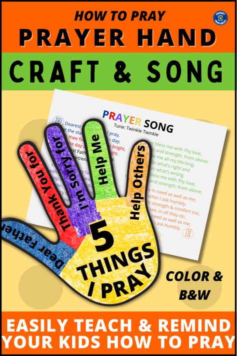 God Made My Hands Craft, Five Finger Prayer For Kids, God Hears Me When I Pray Craft, Teach Me To Pray Printable, Teaching Preschoolers To Pray, Kindergarten Ccd Lessons, 5 Finger Prayer For Kids Craft, Praying Hands Craft Preschool, Prayer Rocks For Kids