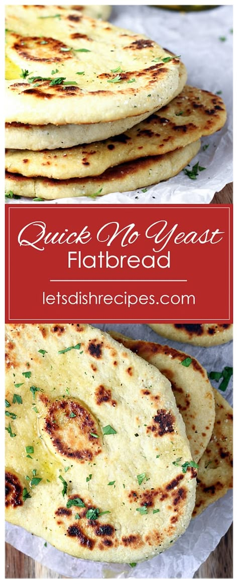 No Yeast Flatbread, Quick Flatbread, Wraps And Sandwiches, Recipes With Yeast, Easy Flatbread, Pita Bread Recipe, Recipes With Naan Bread, Homemade White Bread, Flatbread Recipe