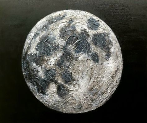 Moon Digital Drawing, Moon Oil Pastel, Full Moon Drawing, Oil Painting Moon, Moon Painting Acrylic, Painting Of The Moon, Moon Oil Painting, Painting Idea For Beginners, Full Moon Painting