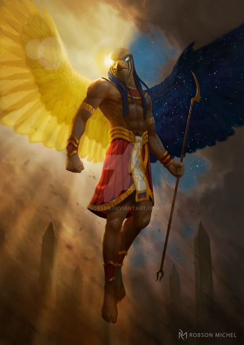 Horus by RoBs0n Horus Vs Set, Horus Eye, Egyptian Deity, World Mythology, Gods Of Egypt, Ancient Egyptian Gods, African Spirituality, Egyptian God, Egyptian Mythology