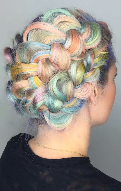 Hair Beauty Co-op | Trend: Rainbow hair - Macaron Hair Is the Sweetest Way to… Watercolor Hair, Opal Hair, Rainbow Braids, Hair Colorful, Best Hair Dye, Rainbow Hair Color, Multicolored Hair, Glam Squad, Wild Hair