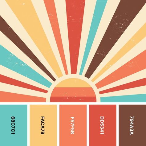 In the digital world, plenty of designers choose color palettes that create an ultramodern, even futuristic feel. Whether it’s colorblocking with vivid shades…😍😍31 Retro Color Palettes for Throwback Designs Color Palette 70s, 1970 Color Palette, Low Saturation Color Palette, 70’s Color Palette, Friendly Color Palette, 50s Color Palette, Circus Color Palette, Retro Color Scheme, 70s Color Palette