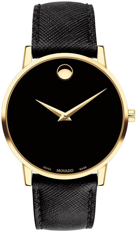 Movado Watch Museum Mens #add-content #bezel-fixed #bracelet-strap-leather #brand-movado #case-material-yellow-gold #case-width-40mm #cws-upload #delivery-timescale-call-us #dial-colour-black #discount-code-allow #fashion #gender-mens #movement-quartz-battery #new-product-yes #official-stockist-for-movado-watches #packaging-movado-watch-packaging #style-dress #subcat-museum #supplier-model-no-0607195 #warranty-movado-official-2-year-guarantee #water-resistant-30m Black Museum, Movado Watch, Swiss Army Watches, Minimalist Watch, Modern Watches, Rose Gold Case, Classic Watches, Mens Gold, Men's Watches