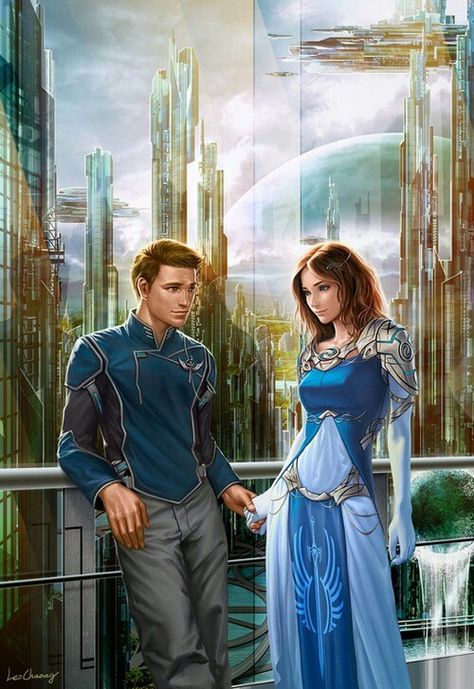 Futuristic romance Fantasy Couples, Art Folder, Futuristic City, Science Fiction Art, High Fantasy, Space Opera, 판타지 아트, Story Inspiration, Book Inspiration