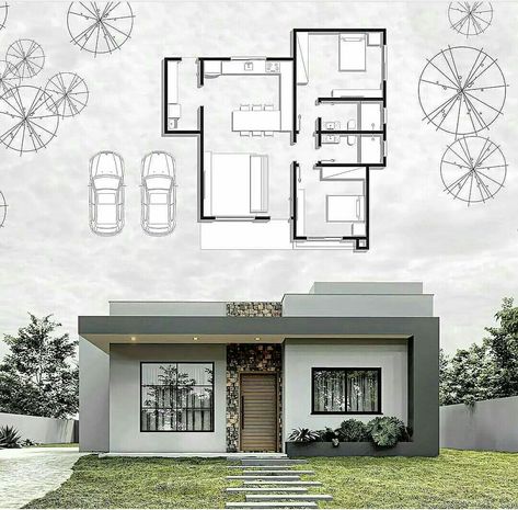 Villa Marrakech, Small House Design Exterior, Modern Bungalow House, Seni Dan Kraf, Building Plans House, Simple House Design, House Plan Gallery, Modern House Facades, Architect Design House